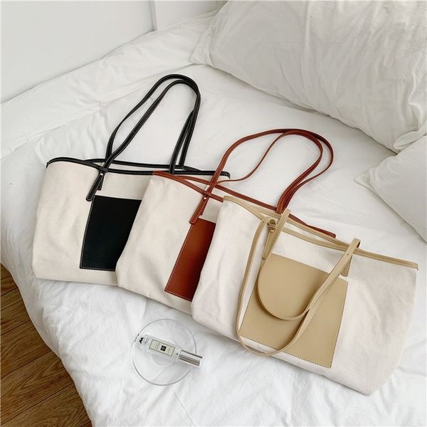 soft surface leisure 2020 new canvas bag female shoulder small fresh stitching hit color tote bag
soft surface leisure 2020 new canvas bag female shoulder small fresh stitching hit color tote bag
