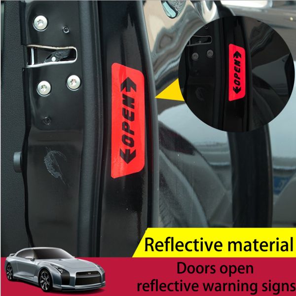 

car reflective strips doors open feflective warning sings open stick door safety trim anti-collision sticker car sticker red
