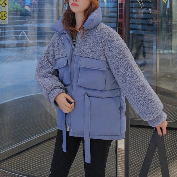 2019 warm wool patchwork winter jackets women stand collar solid female winter cotton jacket short down cotton padded parka s404, Black
2019 warm wool patchwork winter jackets women stand collar solid female winter cotton jacket short down cotton padded parka s404, Black