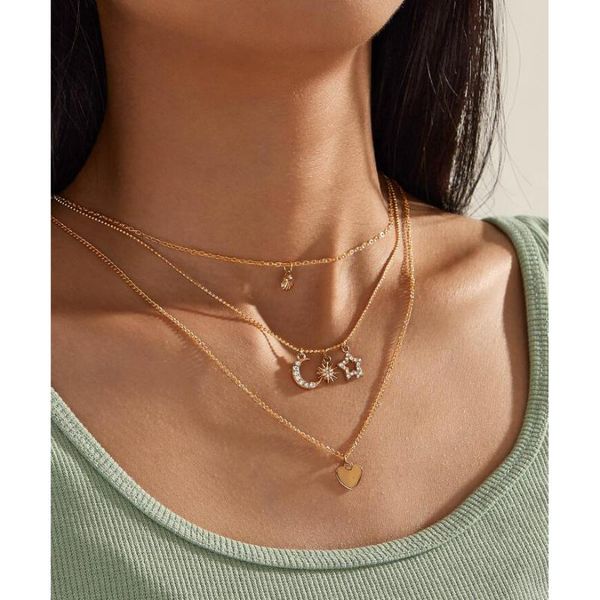 gold color choker necklace for women 3 layers star moon heart pendant chain necklaces & pendants velvet chokers fashion jewelry, Golden;silver
gold color choker necklace for women 3 layers star moon heart pendant chain necklaces & pendants velvet chokers fashion jewelry, Golden;silver