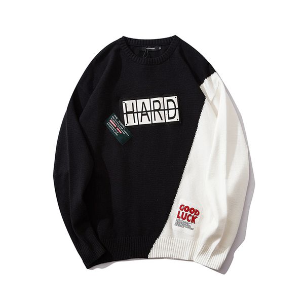 contrast color letter patchwork long sleeve sweater men crew neck loose casual pullover chompas para hombre pull homme sweaters, White;black
contrast color letter patchwork long sleeve sweater men crew neck loose casual pullover chompas para hombre pull homme sweaters, White;black