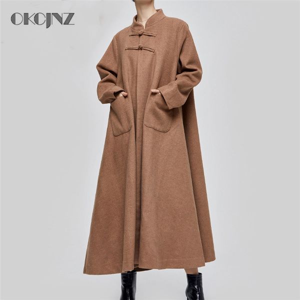 2019 spring new wool plus long style literary camel double disc buckle loose women trench coat straight thick windbreaker yy271, Tan;black
2019 spring new wool plus long style literary camel double disc buckle loose women trench coat straight thick windbreaker yy271, Tan;black