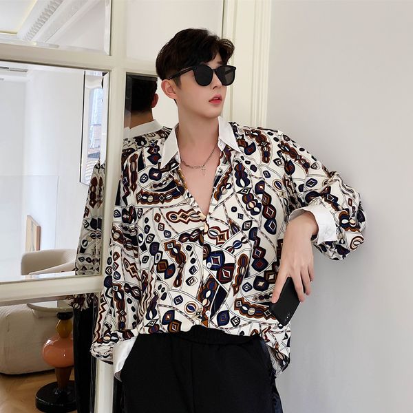 men shirts long sleeve 2020 streetwear men shirt spring autumn vintage fashion printing stage show dress shirt oversized blouse, White;black
men shirts long sleeve 2020 streetwear men shirt spring autumn vintage fashion printing stage show dress shirt oversized blouse, White;black