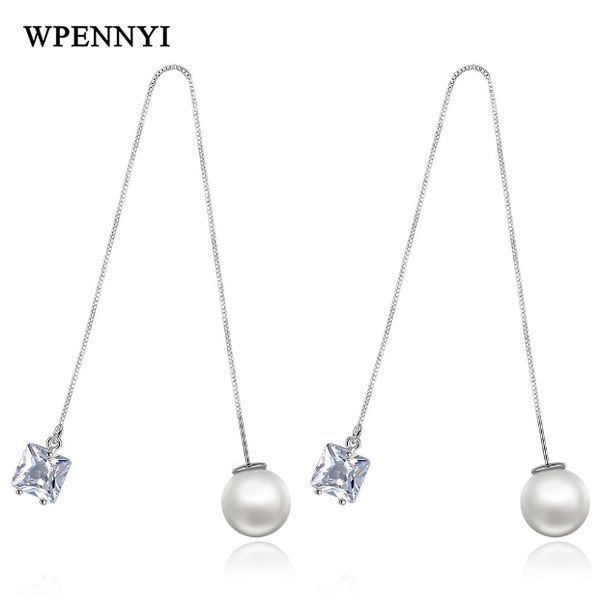 new arrival 7mm square zirconia 10mm simulated pearl fashion women long style tassels earrings ear line wholesale accessory, Silver
new arrival 7mm square zirconia 10mm simulated pearl fashion women long style tassels earrings ear line wholesale accessory, Silver