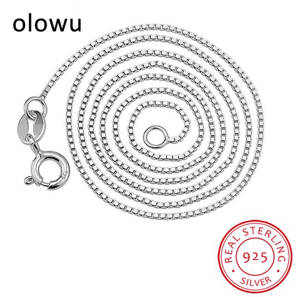 olowu creative 925 sterling necklace fashion 1.0mm 18 inches box chain necklace shiny women diy pendant jewelry accessory, Silver
olowu creative 925 sterling necklace fashion 1.0mm 18 inches box chain necklace shiny women diy pendant jewelry accessory, Silver