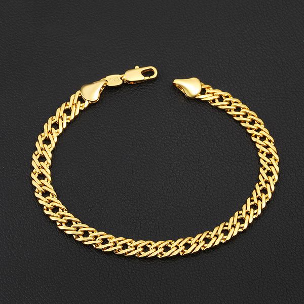 new fashion 6 mm*18-22cm luxury men's gold bracelet plated 18k gold bracelets for men women jewelry boss chain bracelet, Black
new fashion 6 mm*18-22cm luxury men's gold bracelet plated 18k gold bracelets for men women jewelry boss chain bracelet, Black