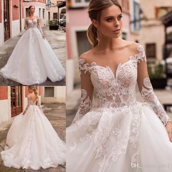naviblue 2019 princess wedding dresses scoop neck long sleeve lace bridal gowns abiti da sposa saudi custom illusion wedding dress, White
naviblue 2019 princess wedding dresses scoop neck long sleeve lace bridal gowns abiti da sposa saudi custom illusion wedding dress, White