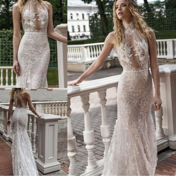 lian rokman 2019 wedding dresses high neck lace appliqued beads sweep train boho wedding dress bohemia beach mermaid bridal gowns, White
lian rokman 2019 wedding dresses high neck lace appliqued beads sweep train boho wedding dress bohemia beach mermaid bridal gowns, White