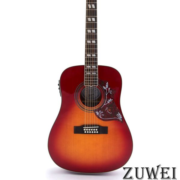 

12 Strings LYL2026YY Электроакустическая гитара Fishman EQ Твердый еловый топ Красный цвет Лам