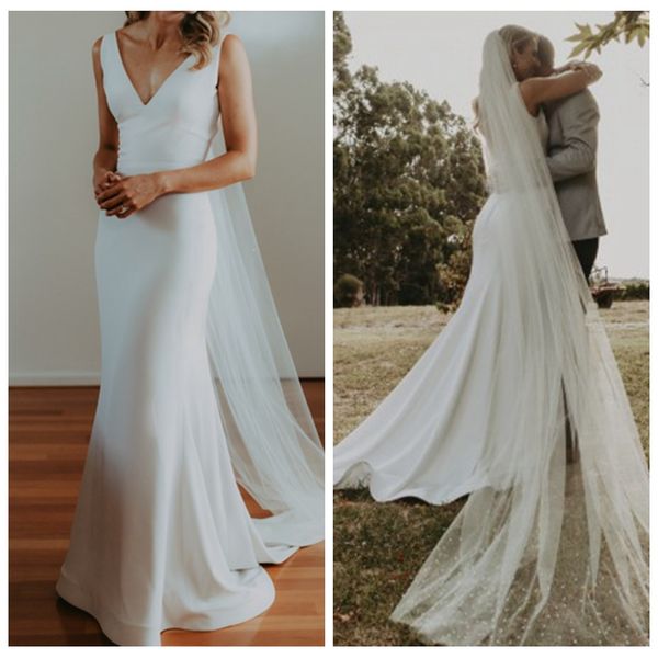 decent white mermaid wedding dress v-neck with court train white wedding dress plunging back simple bridal gowns vestidos cortos de fiesta
decent white mermaid wedding dress v-neck with court train white wedding dress plunging back simple bridal gowns vestidos cortos de fiesta