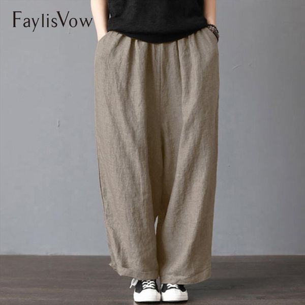 plus size cotton linen pants women casual solid wide leg trousers autumn large vintage pockets elastic waist loose pants 5xl, Black;white
plus size cotton linen pants women casual solid wide leg trousers autumn large vintage pockets elastic waist loose pants 5xl, Black;white