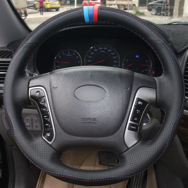 diy hand sewing black genuine leather car steering wheel cover for hyundai santa fe 2006-2012
diy hand sewing black genuine leather car steering wheel cover for hyundai santa fe 2006-2012