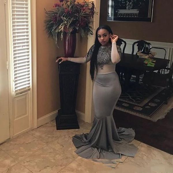 grey long sleeves mermaid prom dresses jewel neck lace applique illusion bodice custom made plus size black girls evening party gowns
grey long sleeves mermaid prom dresses jewel neck lace applique illusion bodice custom made plus size black girls evening party gowns