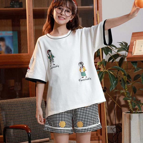 fashion t shirt shorts home wear sets summer pajamas set for women sweet cartoon printed knitted short-sleeved 2 pcs suit, Black;red
fashion t shirt shorts home wear sets summer pajamas set for women sweet cartoon printed knitted short-sleeved 2 pcs suit, Black;red