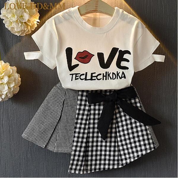 love dd&mm girls sets 2019 new children's clothing girls letter printed short-sleeved t-shirts + bow lattice skirts suits, White
love dd&mm girls sets 2019 new children's clothing girls letter printed short-sleeved t-shirts + bow lattice skirts suits, White
