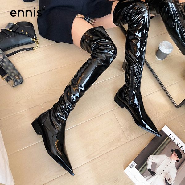 ennis 2019 over the knee patent leather boots pointed toe flat black knee high boots autumn low heel shoes female new l910
ennis 2019 over the knee patent leather boots pointed toe flat black knee high boots autumn low heel shoes female new l910