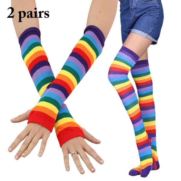 lady rainbow socks and rainbow gloves winter warm knee socks stockings point fingered warm gloves two-piece suit, Blue;gray
lady rainbow socks and rainbow gloves winter warm knee socks stockings point fingered warm gloves two-piece suit, Blue;gray
