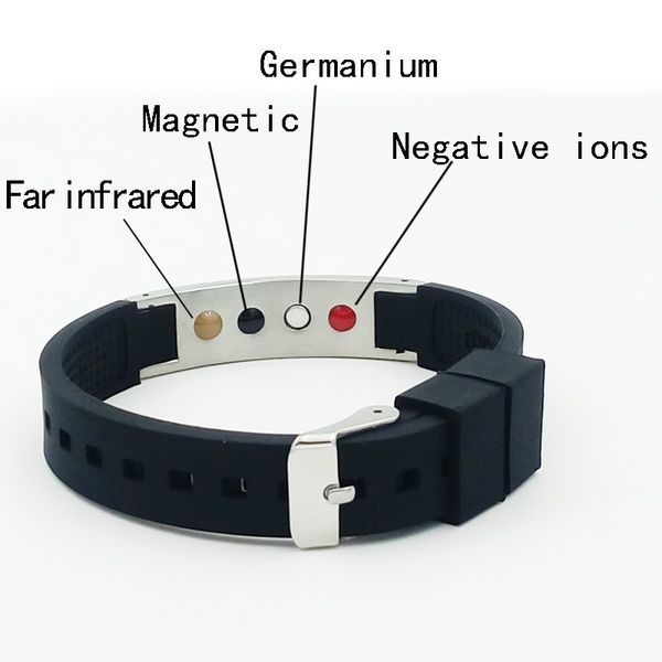 energy bracelet with anion fir magnet germanium four energy stone health silicone stainless bracelets, Golden;silver
energy bracelet with anion fir magnet germanium four energy stone health silicone stainless bracelets, Golden;silver
