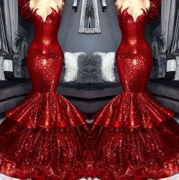 2019 red sequins long prom dresses sheer tulle lace applique 3d floral layered ruffles floor length formal evening dresses bc1309, Black
2019 red sequins long prom dresses sheer tulle lace applique 3d floral layered ruffles floor length formal evening dresses bc1309, Black
