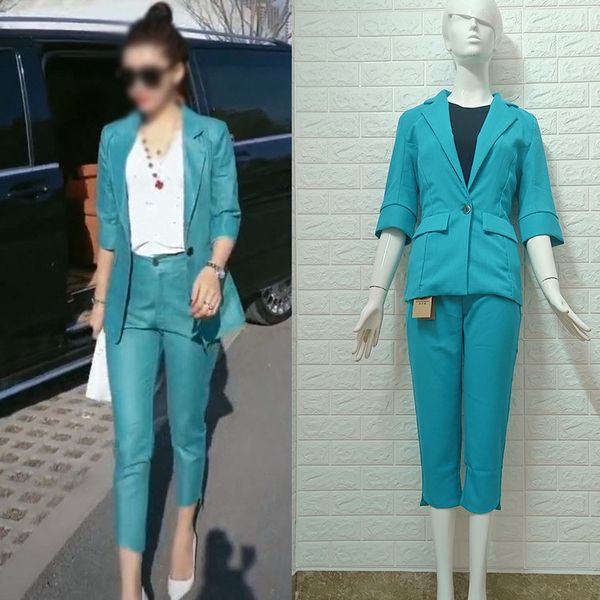 women's suits & blazers 2021 spring trill with lake green blazer jacket + 9 minutes of pants suit, White;black
women's suits & blazers 2021 spring trill with lake green blazer jacket + 9 minutes of pants suit, White;black