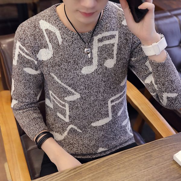 men's autumn and winter new sweater, personalized print pullover, trend round neck wild knit bottoming shirt, White;black
men's autumn and winter new sweater, personalized print pullover, trend round neck wild knit bottoming shirt, White;black