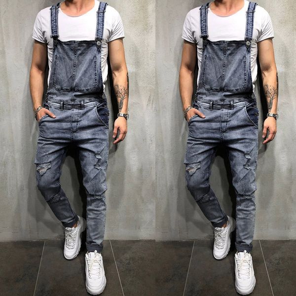 2019 fashion men's ripped jeans jumpsuits hip hop street distressed hole denim bib overalls for man suspender pants size -xxl, Blue
2019 fashion men's ripped jeans jumpsuits hip hop street distressed hole denim bib overalls for man suspender pants size -xxl, Blue