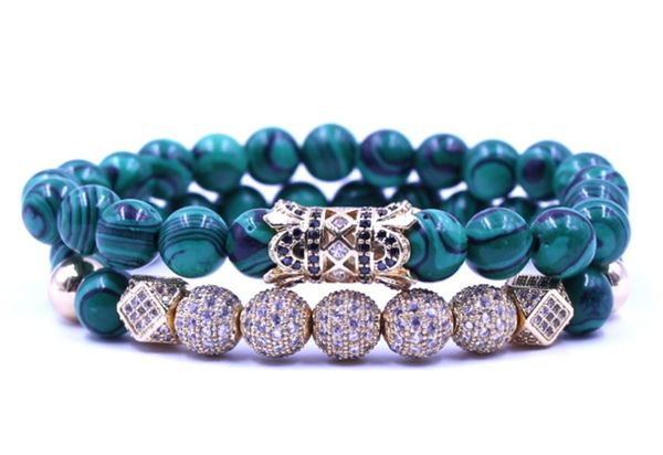 8mm 2pcs/set iol3 gold elastic adjusted nature malachite bead micro pave cz zircon cubic zirconia tube bracelet, Golden;silver
8mm 2pcs/set iol3 gold elastic adjusted nature malachite bead micro pave cz zircon cubic zirconia tube bracelet, Golden;silver