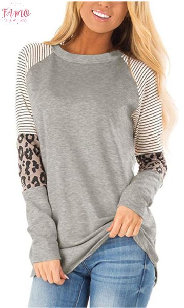 autumn women long sleeve t shirt 2019 striped tee female leopard stitching tees fashion lady t shirt 2xl, White
autumn women long sleeve t shirt 2019 striped tee female leopard stitching tees fashion lady t shirt 2xl, White