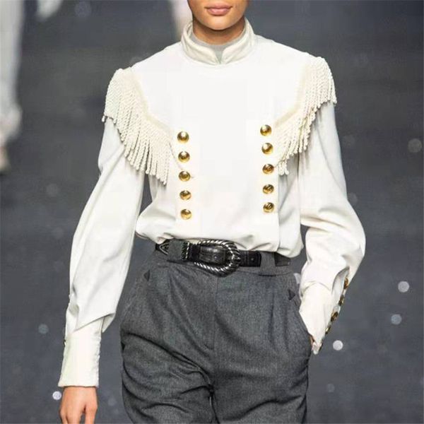 2019 winter women blouse shirt long sleeve buttons pattern fashion blouse tassel women shirts winter clothes shirts, White
2019 winter women blouse shirt long sleeve buttons pattern fashion blouse tassel women shirts winter clothes shirts, White
