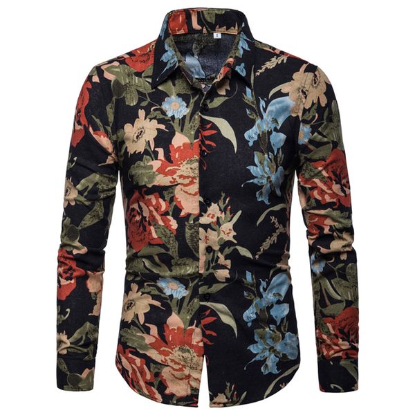 vintage floral slim fit shirt men 2020 brand new long sleeve mens dress shirts casual holiday party male social shirt chemise, White;black
vintage floral slim fit shirt men 2020 brand new long sleeve mens dress shirts casual holiday party male social shirt chemise, White;black