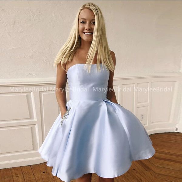 strapless a-line short mini cocktail party dress with pockets beaded satin light sky blue short formal party dresses multi color, White;black
strapless a-line short mini cocktail party dress with pockets beaded satin light sky blue short formal party dresses multi color, White;black