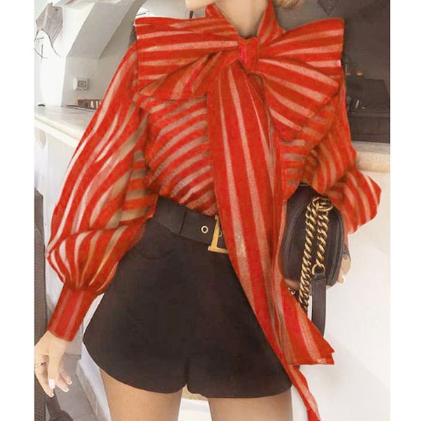 women mesh sheer striped blouse see-through long sleeve shirt fashion elegant big bowknot black red shirt female blusas, White
women mesh sheer striped blouse see-through long sleeve shirt fashion elegant big bowknot black red shirt female blusas, White