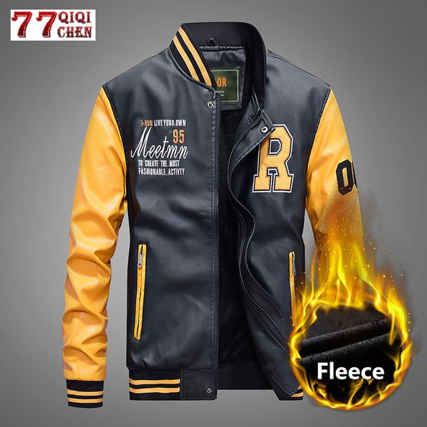 leather jacket men casual slim fleece thicken motorcycle coats college pilot moto biker bomber baseball faux pu leather jackets, Black
leather jacket men casual slim fleece thicken motorcycle coats college pilot moto biker bomber baseball faux pu leather jackets, Black