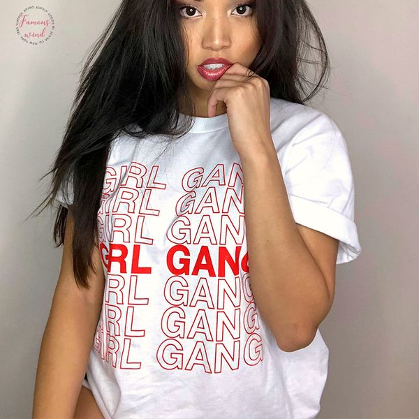 

girl gang women t shirt girl power aesthetic feminism feminist tumblr tshirt hipster grunge instagram pinterest casual tee, White