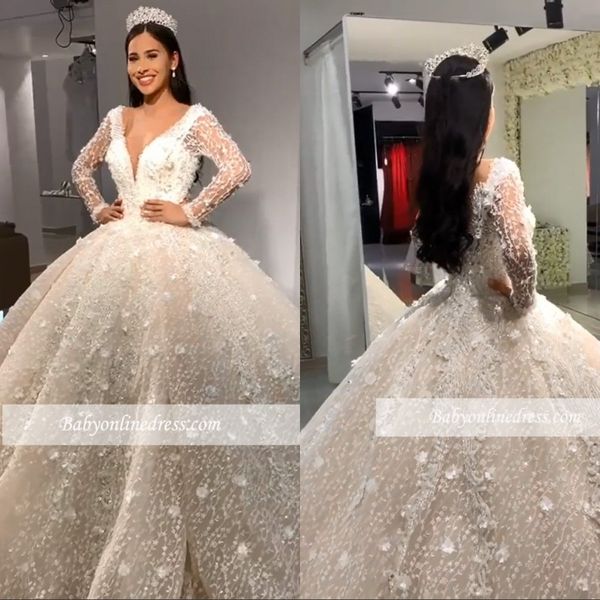 arabic luxury major beads ball gown wedding dresses v neck sequins beadings floral appliques long sleeve bridal gowns robe de mariee, White
arabic luxury major beads ball gown wedding dresses v neck sequins beadings floral appliques long sleeve bridal gowns robe de mariee, White