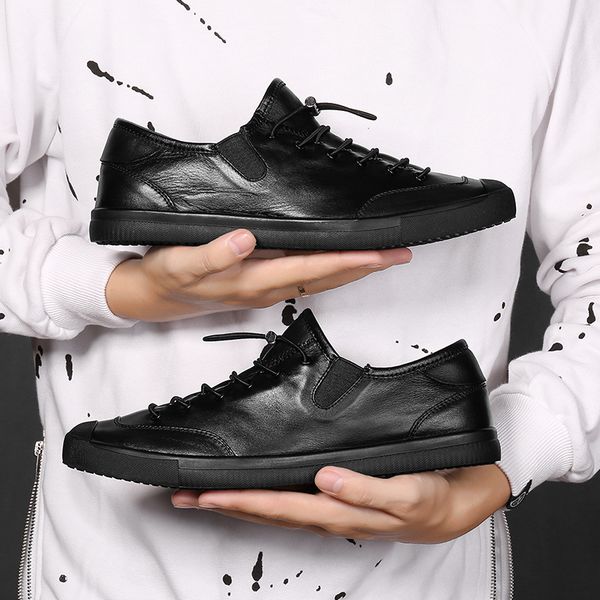 brand flat shoes men cow leather comfortable casual shoes new spring and autumn fashion sneakers men korean version 2019, Black
brand flat shoes men cow leather comfortable casual shoes new spring and autumn fashion sneakers men korean version 2019, Black
