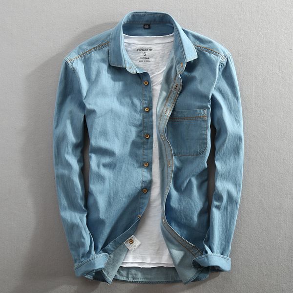 men's casual shirts 2021 spring long sleeve pure cotton denim men pocket blue jean lightweight washed shirt for male, White;black
men's casual shirts 2021 spring long sleeve pure cotton denim men pocket blue jean lightweight washed shirt for male, White;black