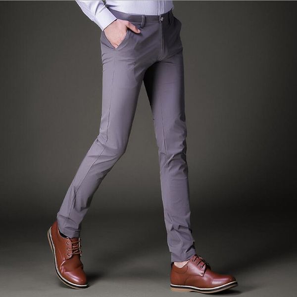 men brand thin elastic skinny pants mens cotton business dress formal pants slim fit suit black gray long wedding trousers
men brand thin elastic skinny pants mens cotton business dress formal pants slim fit suit black gray long wedding trousers