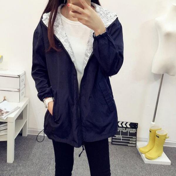 spring autumn female women jacket coat pocket zipper hooded two side wear cartoon outerwear loose denim, Black;brown
spring autumn female women jacket coat pocket zipper hooded two side wear cartoon outerwear loose denim, Black;brown