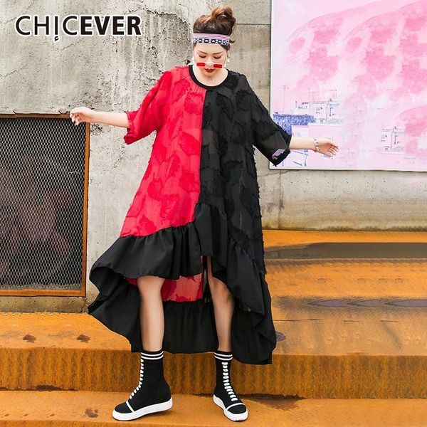 chicever summer casual patchwork hit color women dress o neck short sleeve ruffles hem loose slim a-line length dresses 2019, Black;gray
chicever summer casual patchwork hit color women dress o neck short sleeve ruffles hem loose slim a-line length dresses 2019, Black;gray