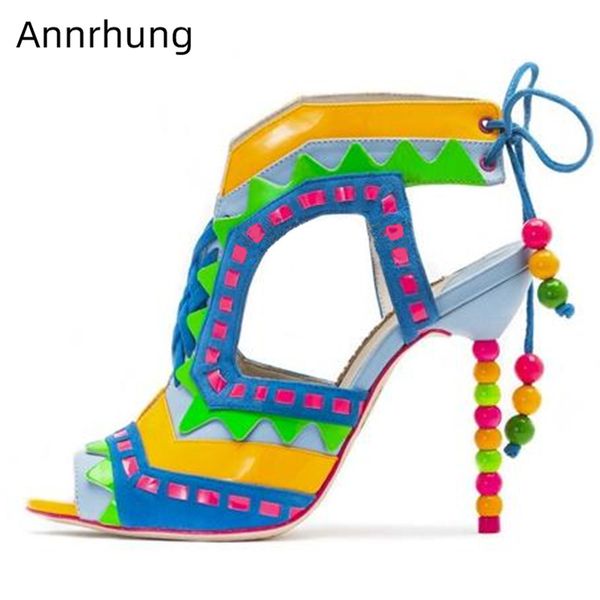 candy color mixed sandals strange high heel shoes woman peep toe cross tied catwalk shoes decor beading cut out sandals, Black
candy color mixed sandals strange high heel shoes woman peep toe cross tied catwalk shoes decor beading cut out sandals, Black