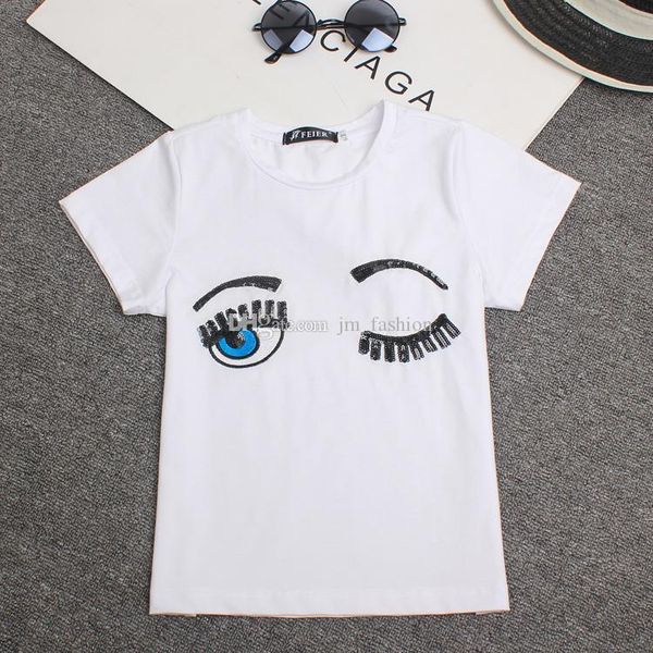 2016 new fashion sequins embroidery big eyes t-shirt cotton short-sleeved t shirt female & tees shirts, White
2016 new fashion sequins embroidery big eyes t-shirt cotton short-sleeved t shirt female & tees shirts, White