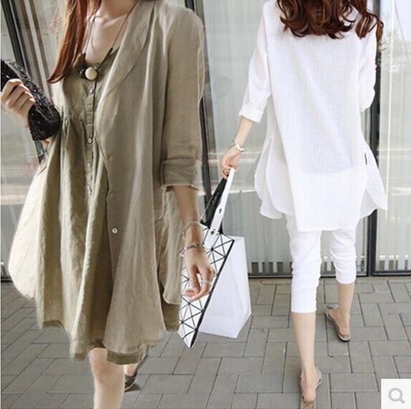 loose linen cotton long-sleeved shirt girls long shawl slim women jacket sun clothing long section casacos, Black;brown
loose linen cotton long-sleeved shirt girls long shawl slim women jacket sun clothing long section casacos, Black;brown
