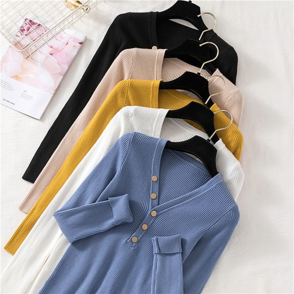 2019 autumn winter vintage knitted women ribbed sweater pullover female v-neck slim sweater button long sleeve, White;black
2019 autumn winter vintage knitted women ribbed sweater pullover female v-neck slim sweater button long sleeve, White;black