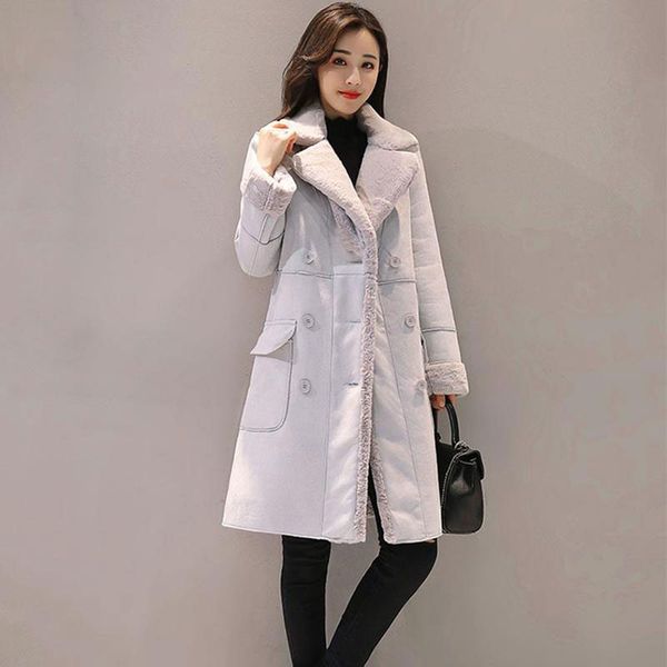 women suede fur winter coat 2018 fashion thick faux sheepskin long jacket overcoat female solid warm trench coats, Black
women suede fur winter coat 2018 fashion thick faux sheepskin long jacket overcoat female solid warm trench coats, Black