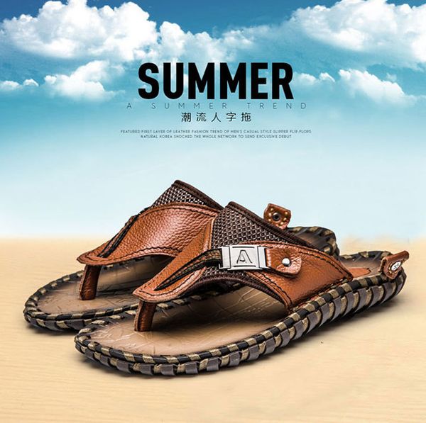 sandals men's new layer leather summer beach shoes men's cross-border large size men flip flops breathable casual shoes, Black
sandals men's new layer leather summer beach shoes men's cross-border large size men flip flops breathable casual shoes, Black