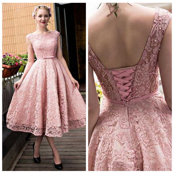 2019 scoop neck cap shoulder lace a-line homecoming dresses beaded pearls tea length formal prom party gowns custom lace up back cheap, Blue;pink
2019 scoop neck cap shoulder lace a-line homecoming dresses beaded pearls tea length formal prom party gowns custom lace up back cheap, Blue;pink