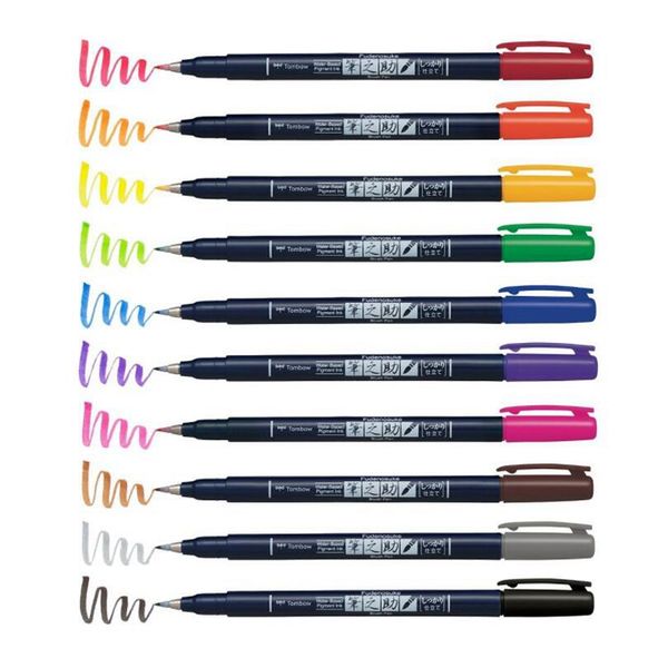 10pcs/set japanese tombow brush pen fudenosuke brush lettering pen calligraphy drawing marker pens for school supplies 10 colour
10pcs/set japanese tombow brush pen fudenosuke brush lettering pen calligraphy drawing marker pens for school supplies 10 colour