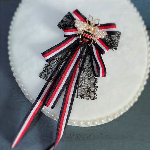 korean fashion new green red blue lace ribbon bow tie brooch bee collar bowties striped brooches collar pin women accessories, Black;blue
korean fashion new green red blue lace ribbon bow tie brooch bee collar bowties striped brooches collar pin women accessories, Black;blue