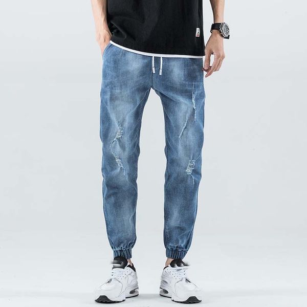 2019 new men's jeans ripped holes pants korean style elasticity casual trousers cool stretch man denim pants spring, Blue
2019 new men's jeans ripped holes pants korean style elasticity casual trousers cool stretch man denim pants spring, Blue